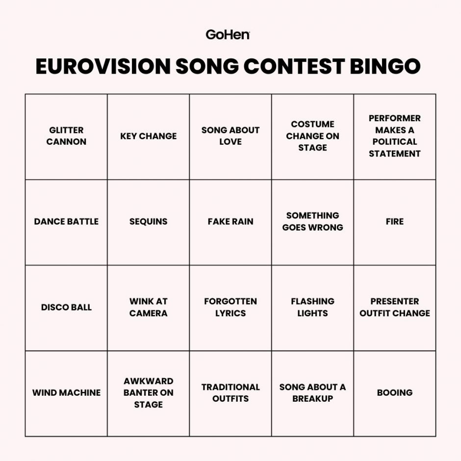 Eurovision Bingo Drinking Game - GoHen Blog - All Things Hen!