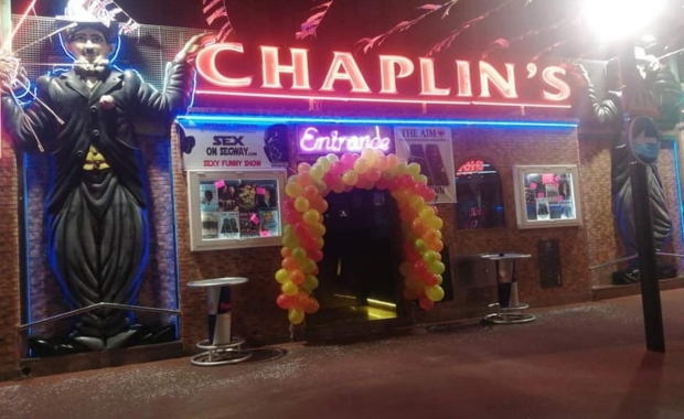 a photo of Chaplin's front door and decorations