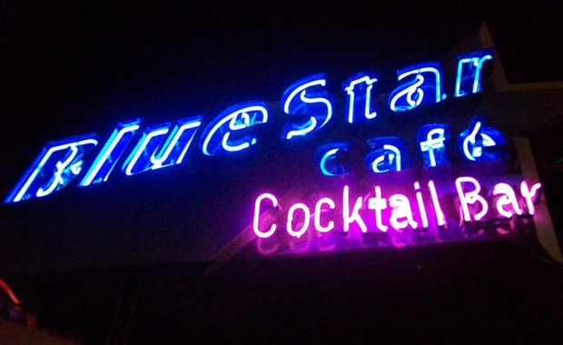 blue star cafe neon sign