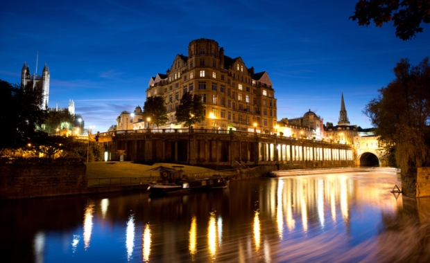 The River Avon at night from Bath