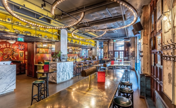 the interior of a flight club bar 