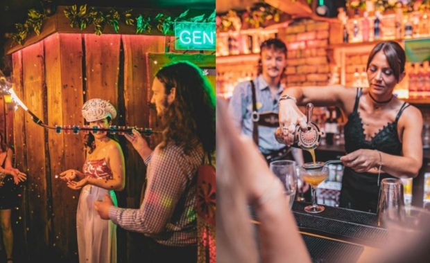 a hen party in Heidi's Bar 