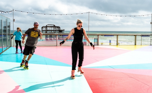 people skating on the Brighton i360 rink