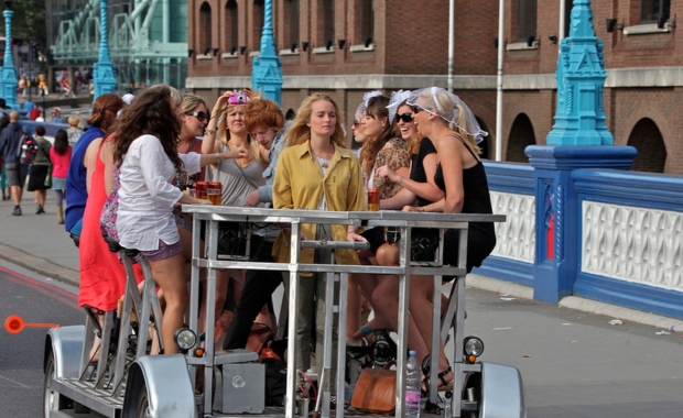 group of women on a party bike