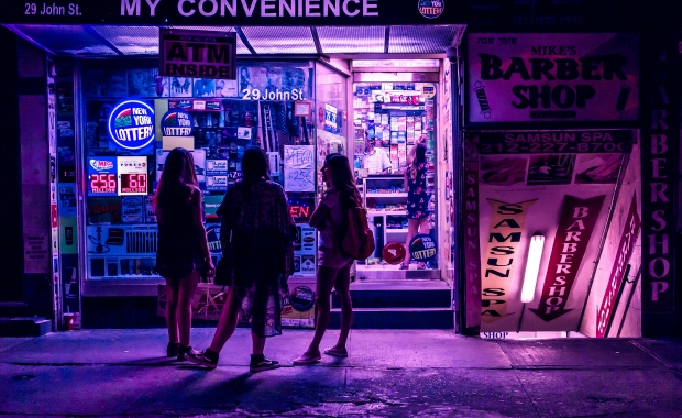 Women outside a convenience store