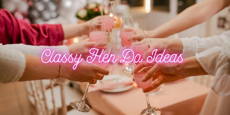 Classy Hen Do, a group of hens raising their glasses with pink fizz