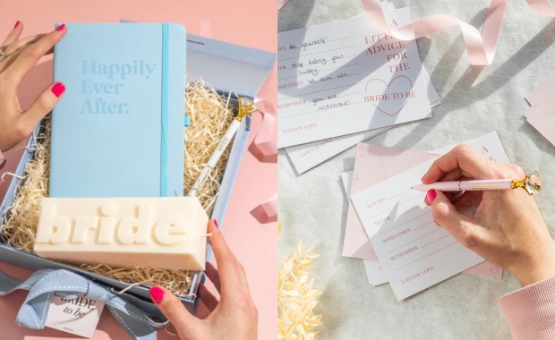 a bride box by TeamHen on the left and letters to the bride by TeamHen on the right