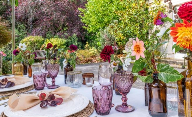 A table setup in the Botanical Gardens in Bath